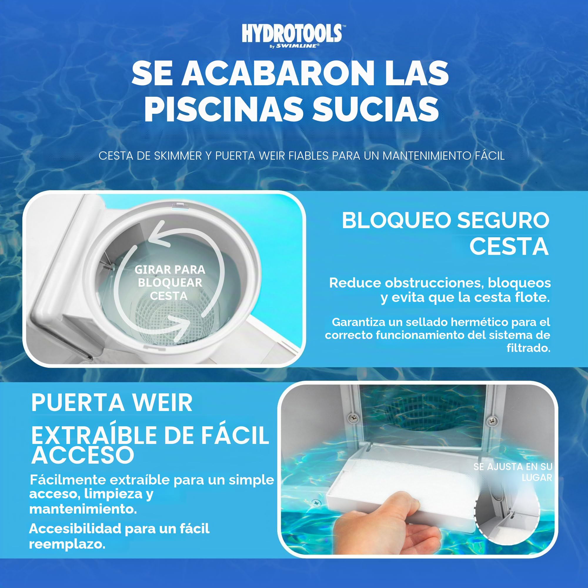 Swimline HYDROTOOLS, Kit de Skimmer estándar de ABS a través de la Pared, Incluye Montaje de Retorno y Placa de vacío, Accesorios de Mantenimiento para Piscinas hinchables y de Patio Trasero, Blanco