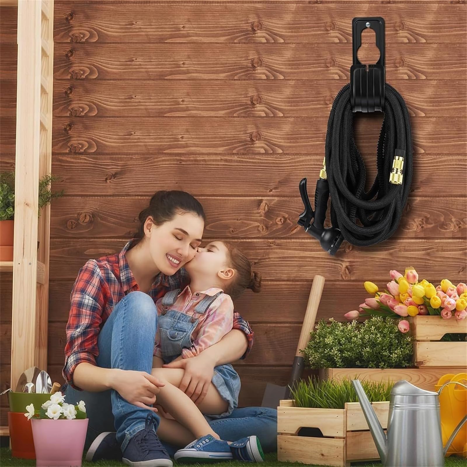 Manguera Jardin Extensible 7.5 Metros, Manguera Extensible con Pistola Rociadora de 8 Funciones, Conectores de Latón de 3/4",1/2" Sin Enredos Ideal para Jardinería y Hogar