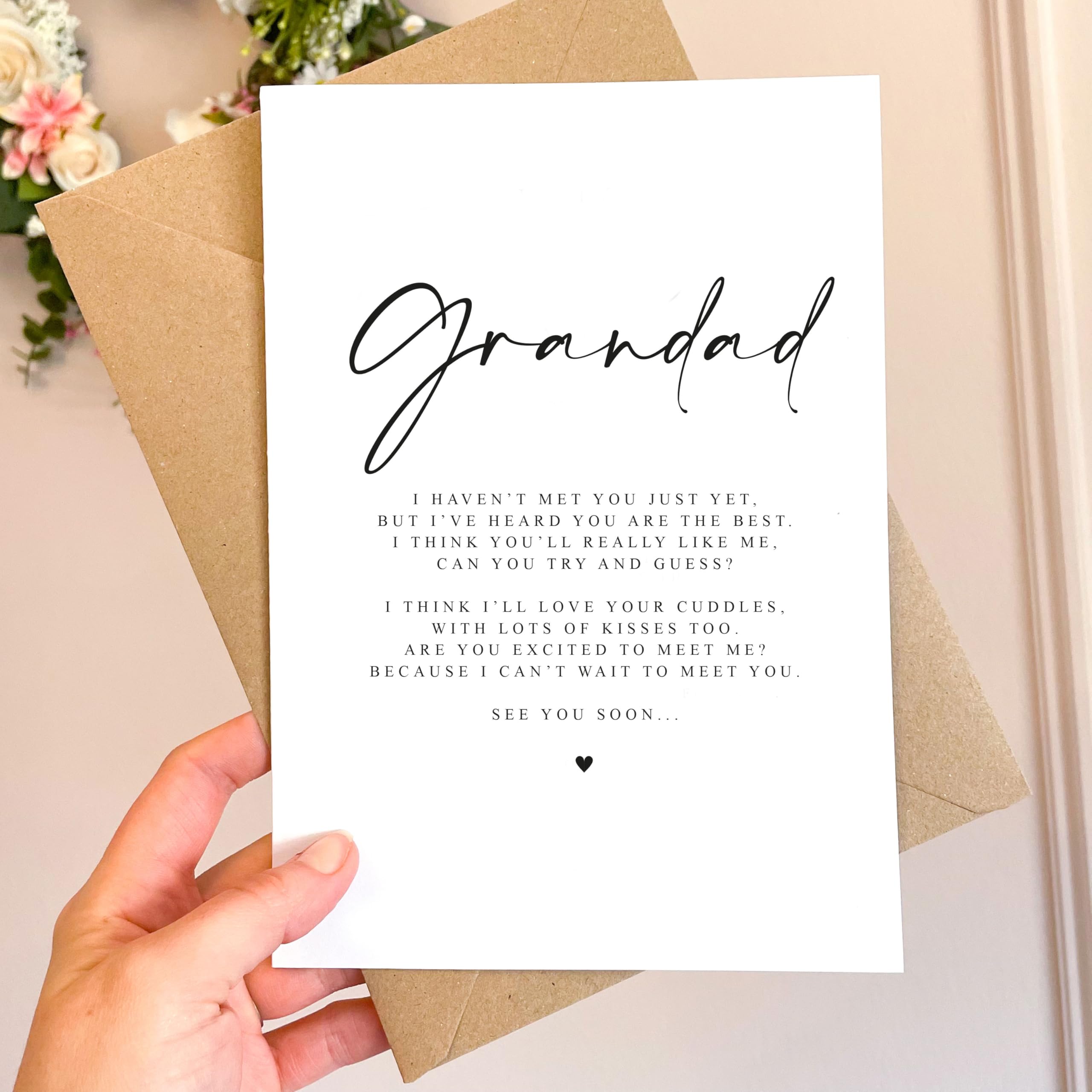 Grandad to be Poem Pregnancy Announcement A5 Card with envelope, Pregnancy Reveal, Grandad to be, Grandparent to be Reveal Card Announcement
