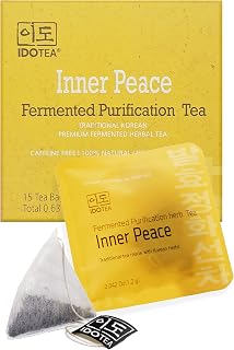 IDO Inner Peace Purification Herb Tea | Organic Korean Fermented Herbal Tea | Decaf Detox Cleanse Gift Set (Pack of 1 with 15 Tea Bags)