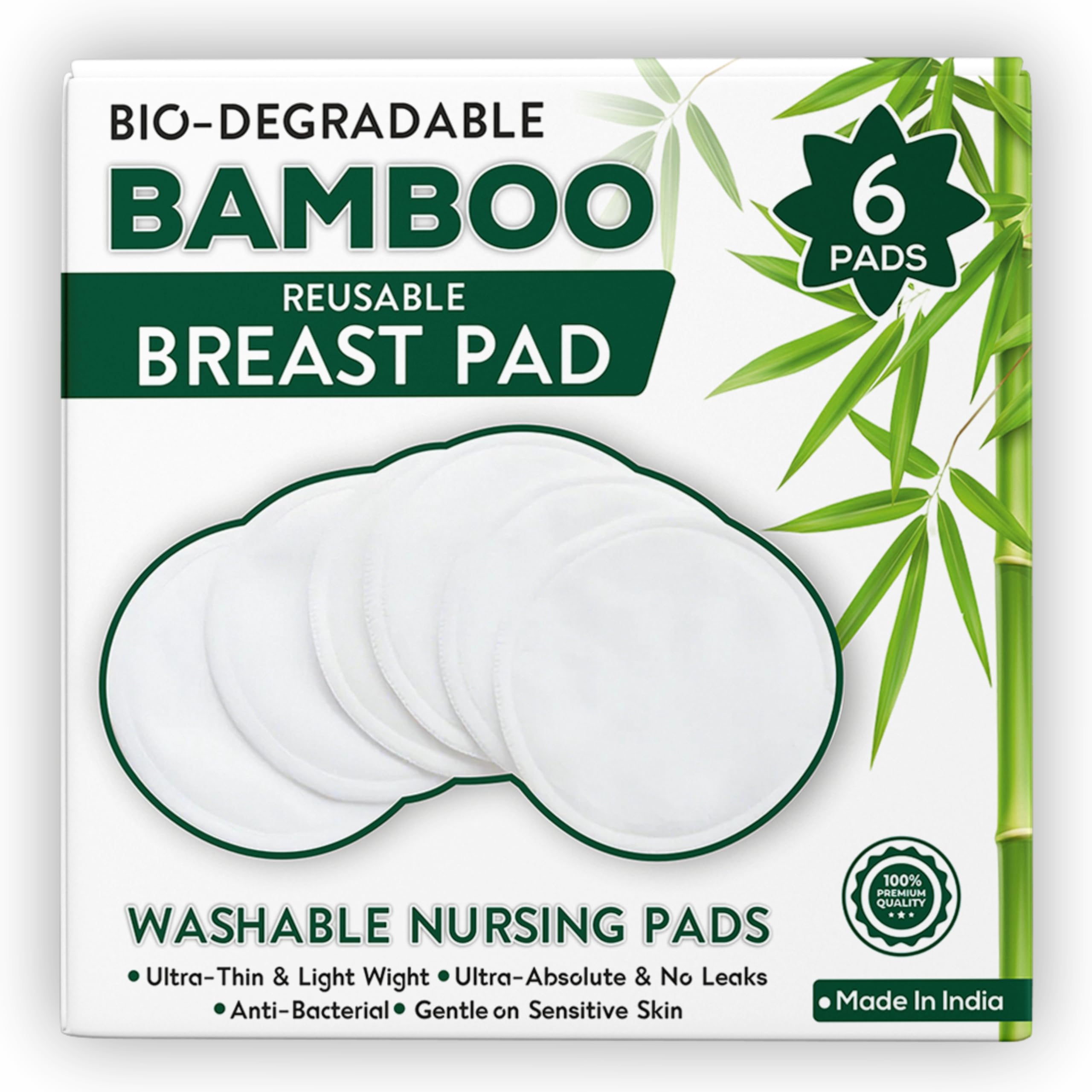 Elon Washable Maternity Nursing Breast Pads for Women | 6 Pcs | Reusable Nursing Pads - 5 Layer Organic Cotton | Reusable, Leak-Proof, Ultra-Soft, Absorbent & Leak-Proof, Contoured Comfort Fit-image-9