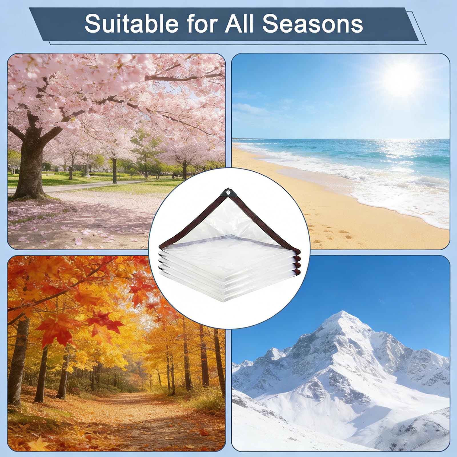 Gewebeplane 405 x 980 cm 80 G M², Durchsichtig UV Best Ndig, Wetterfest, Beständige & Reißfeste, Wind- Und Staubschutz, Transparent Plane mit Ösen, Allzweckplane für Außen, farblos