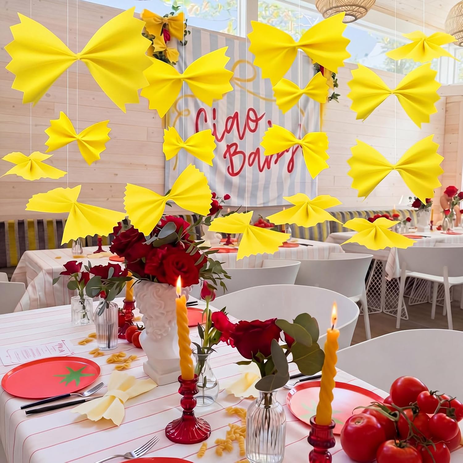 24 Pcs Large Pasta Party Decorations Italian Farfalle Decor