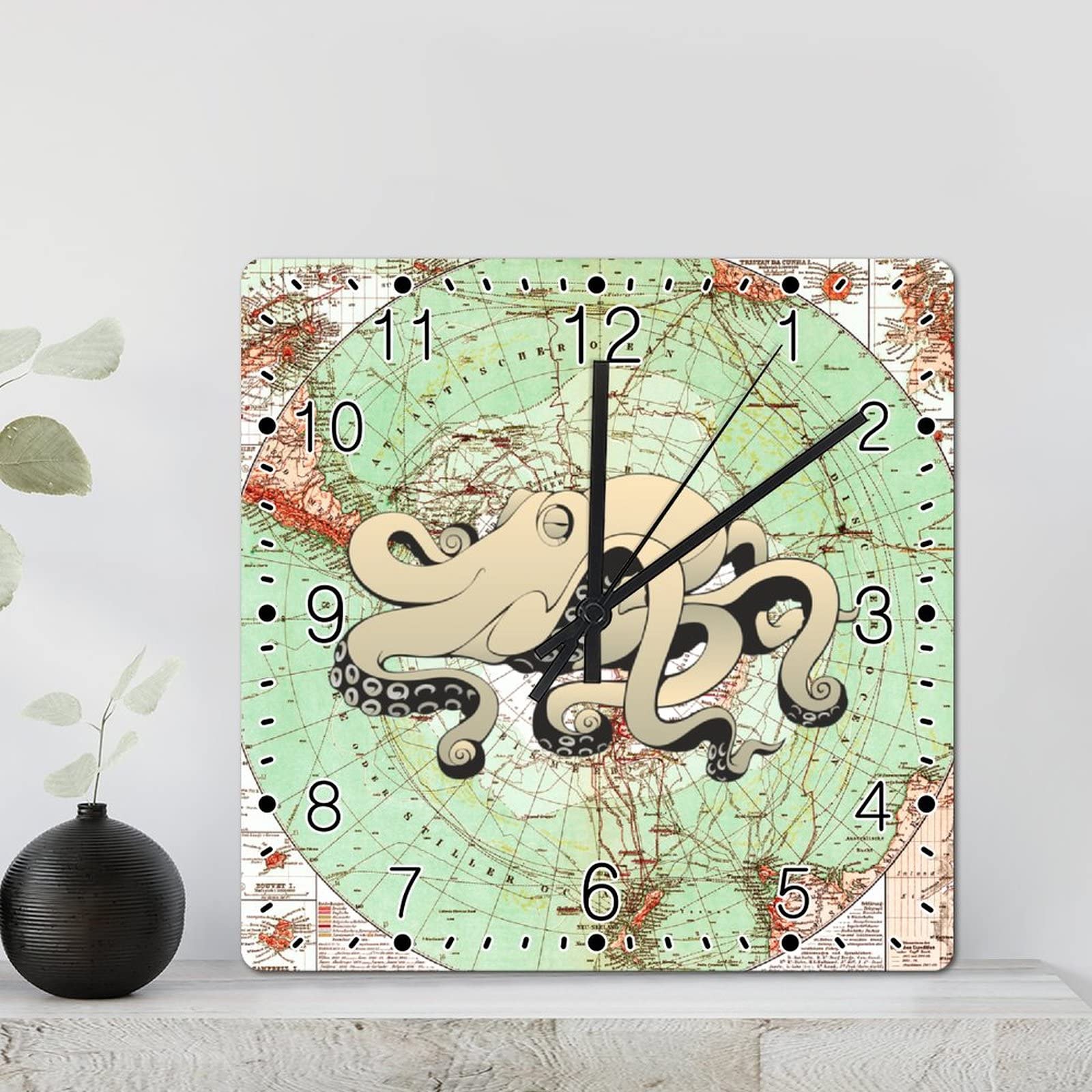 Horloge murale pieuvre sans tic-tac pendule silencieuse de 30cm