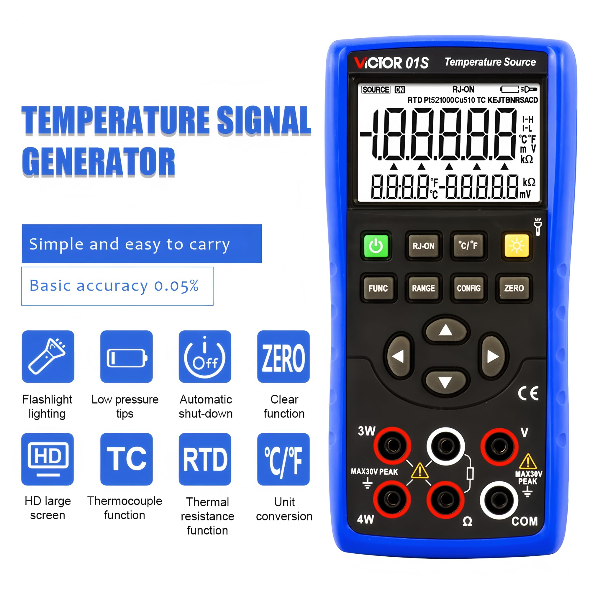 RUOSHUI Multi-function Calibration 01+ Temperature Source Multi-function Process Calibrator 0.05%. 5 Digits Display 8 Types Thermocouple(RUOSHUI 01S)