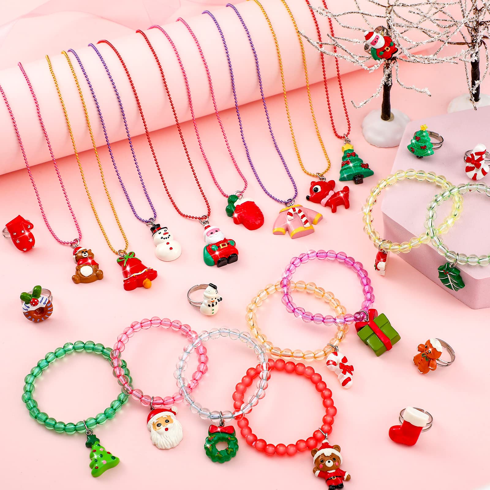 Juego De 24 Pulseras Y Collares Para Niñas – Diy, Ajustables, Con Diseños De Animales Y Unicornios Para Fiestas