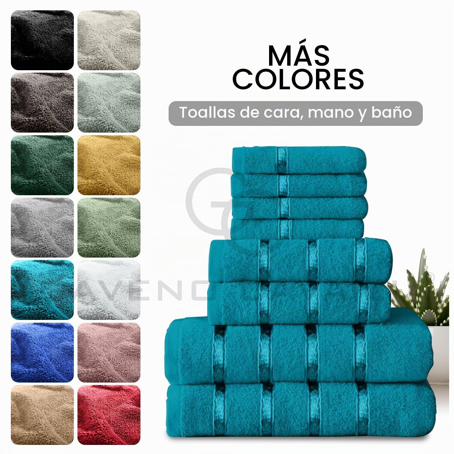 GC GAVENO CAVAILIA Boston Toalla, Algodón, Verde Azulado, 8Pc Bale Set, 8
