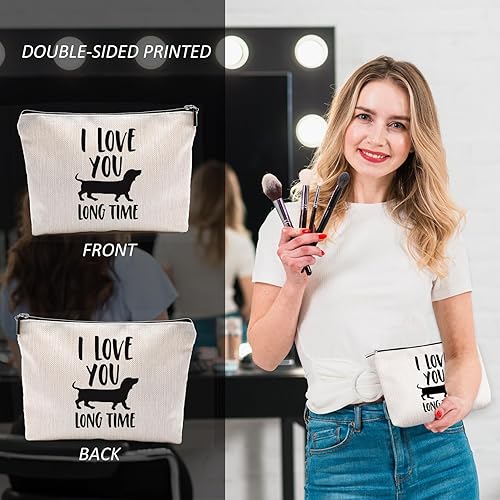 Miniatura 4 de OHSUL Bolsa de maquillaje para perros Dachshund, regalos de perro salchicha Weiner, bolsa de cosméticos para perros, bolsas de maquillaje para