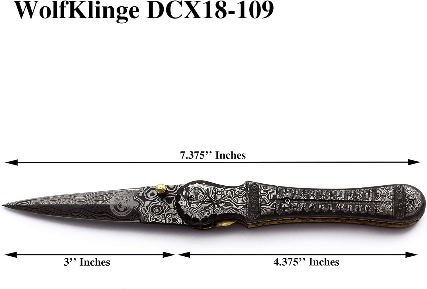 7.3" Handmade Damascus Steel Tactical Folding Pocket Knife – Premium EDC Gear for Hunting, Survival, and Camping – Full Tang Damascus Handle with Buffalo Hide Leather Sheath – DCF18-110