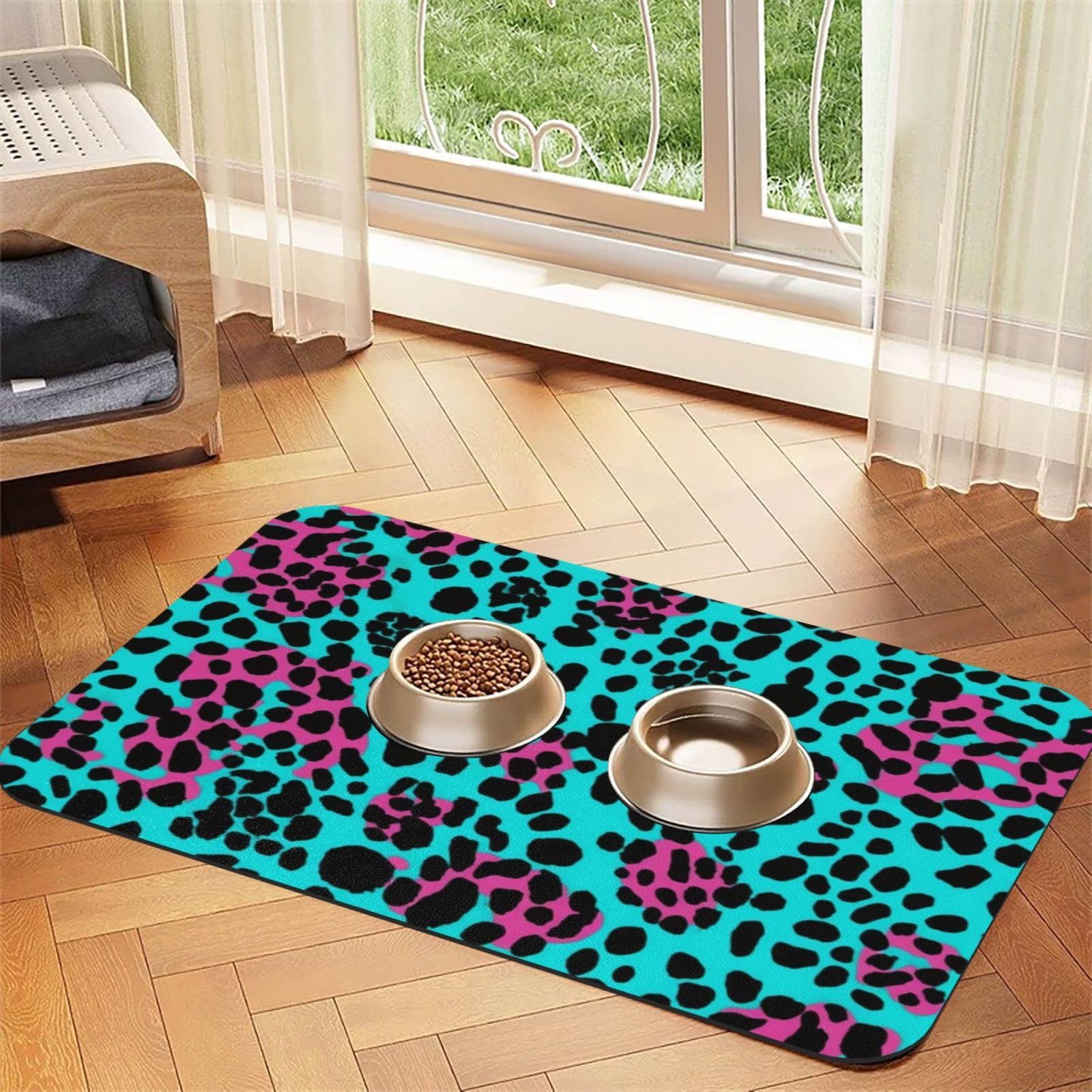 Tapis de nourriture pour chien en caoutchouc tapis d'alimentation lavable