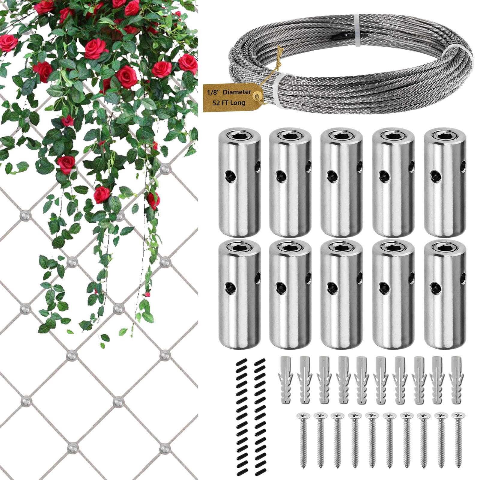 Kit portátil de soporte de alambre de acero inoxidable, enredaderas de | jardín, de entrenamiento con anclajes de expansión, tornillos y cilíndricos