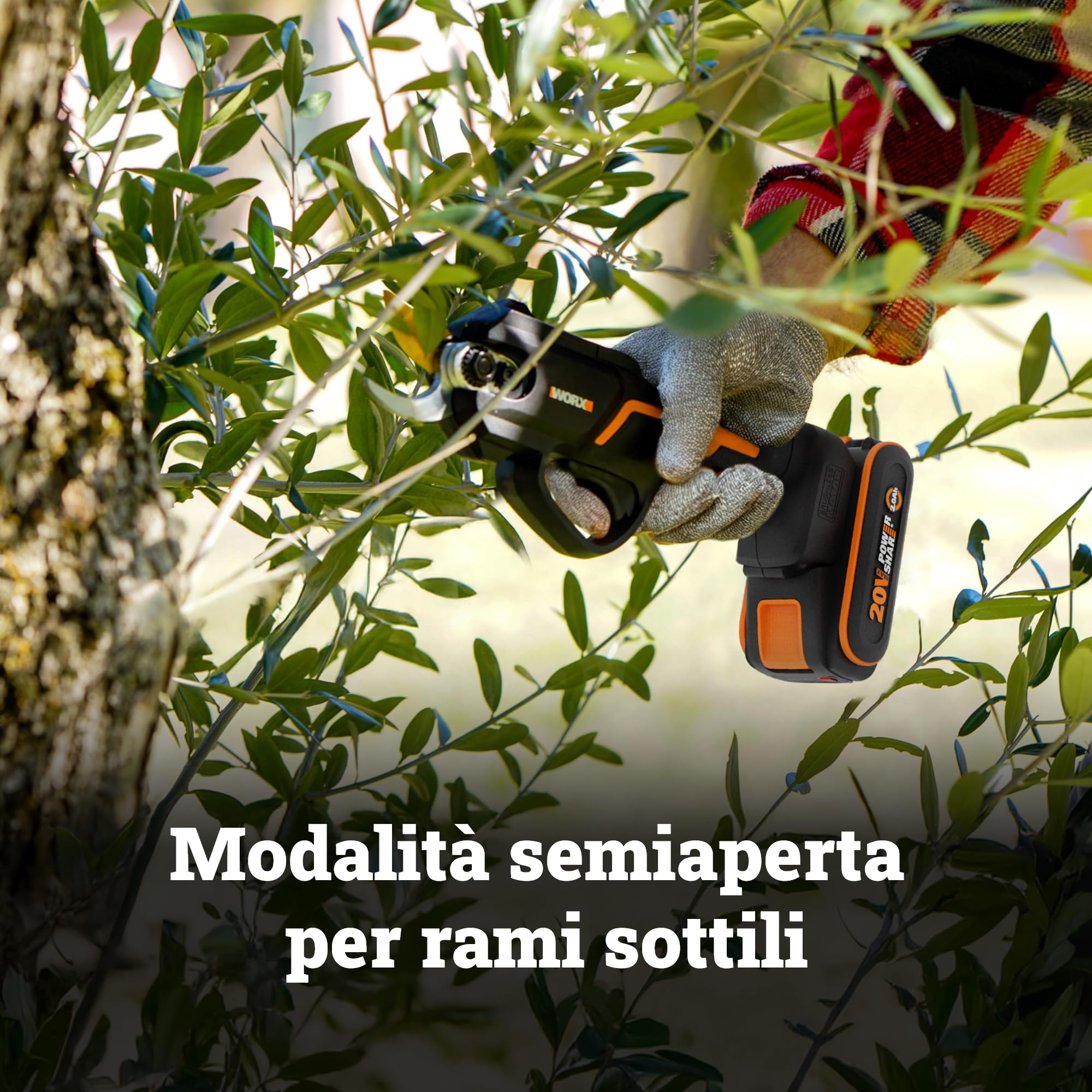 WORX WG330E.9 Cesoie da potatura senza spazzola da 20V - 25mm - Solo utensile (batteria non inclusa)