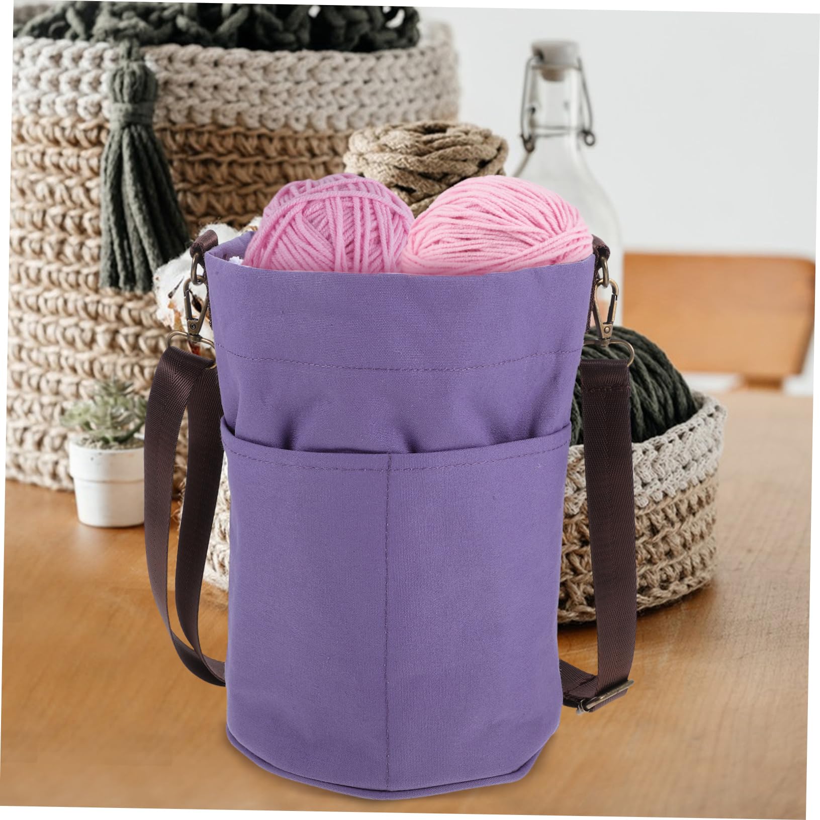 Bolsa de Lona para Crochet, Organizador Cilíndrico Cordón
