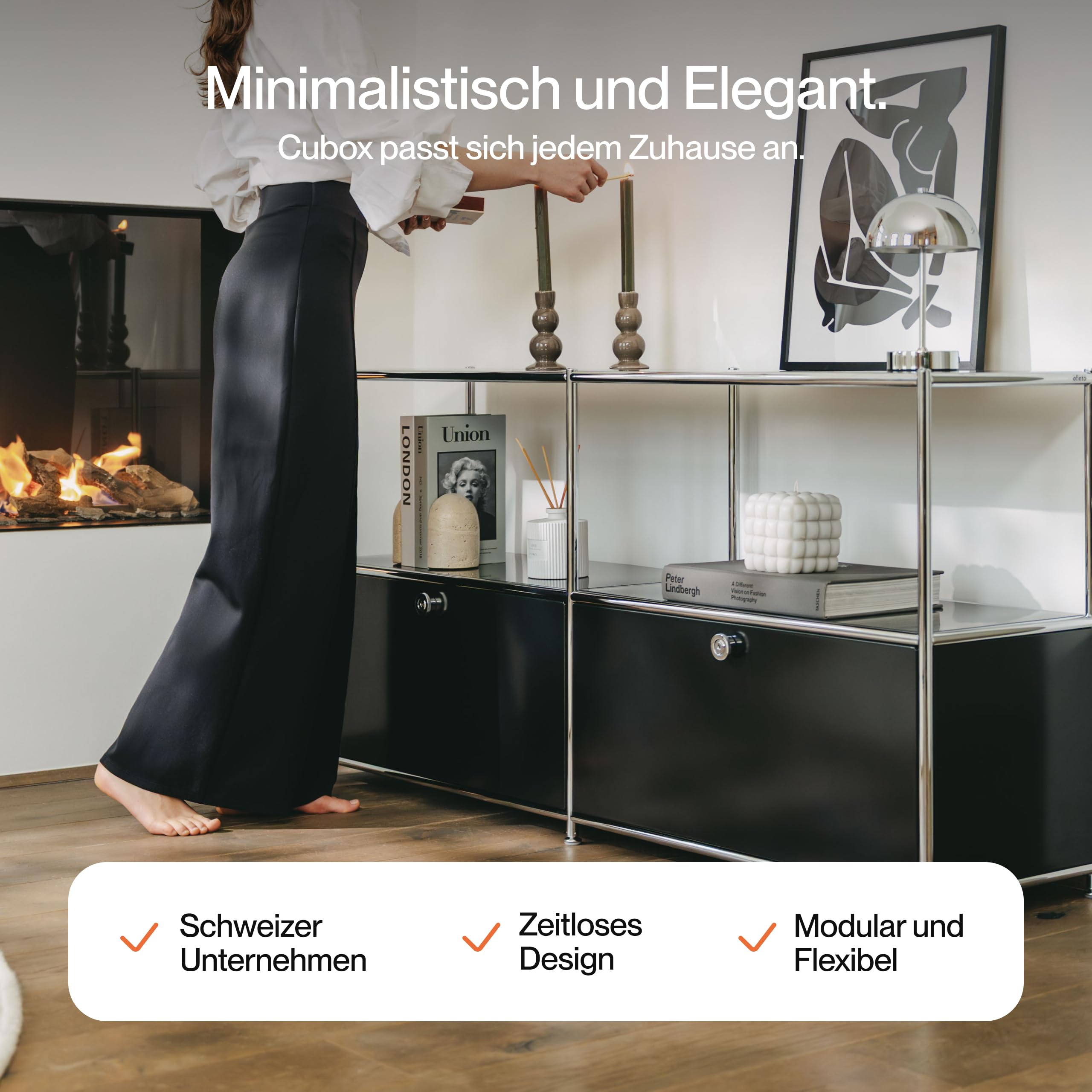Cubox Metall-Kommode – Modulares Designer Sideboard Stahl, Schwarz