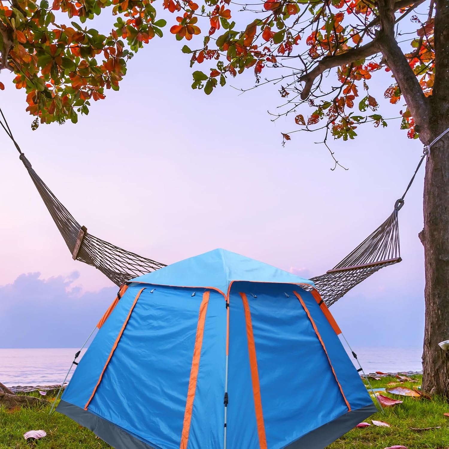 POPETPOP 1Set Outdoor Automatic Folding Camping Tent Person Family Tent for Easy Setup Spacious Design Durable Oxford for Camping Trips