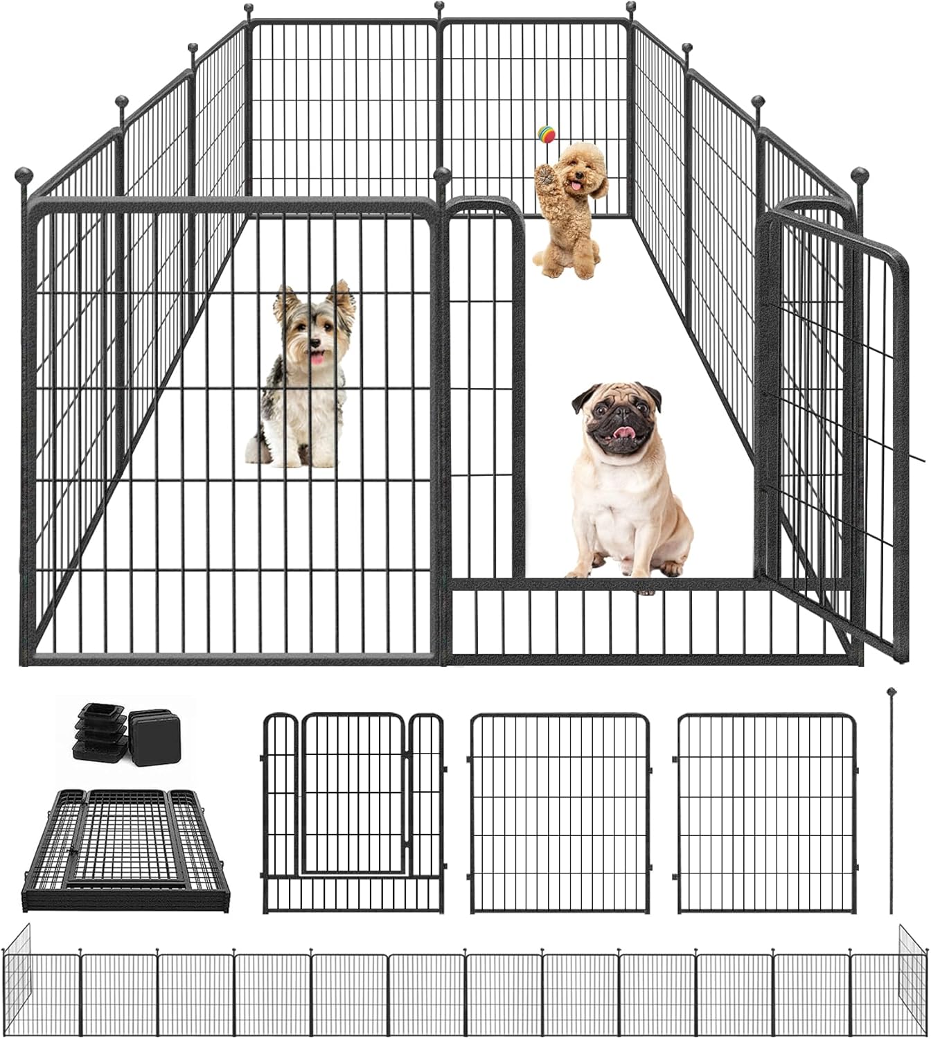 Dog Playpen 32" Height 10 Panels Portable Metal Dog Fence with Doors Puppy Play Pens Indoor for Medium/Small Dogs, Heavy Duty Pet Playpen Dog Kennel for Outdoor, Indoor, RV, Camping, Yard 10 Panels 32"H x 27.5"W