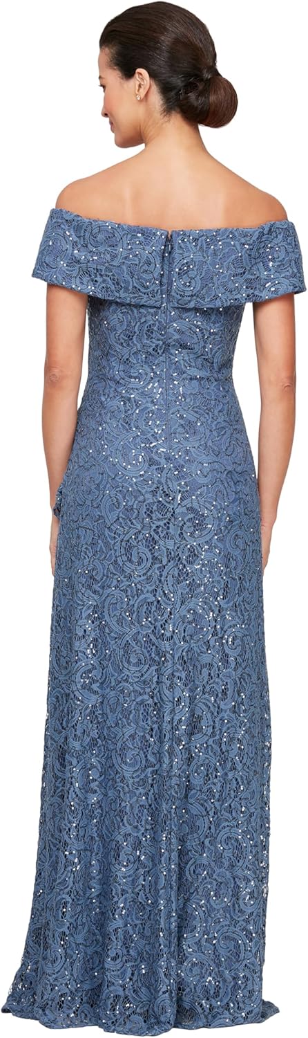 Alex Evenings Womens Long Foldover Off The Shoulder Gown, Formal Event, Mother of The Bride Dress - Image 2