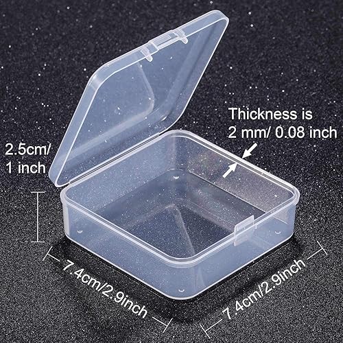 Miniatura 3 de SATINIOR Paquete de 12 recipientes de almacenamiento de cuentas de plástico transparente con tapa con bisagras para cuentas y más (2.9 x 2.9 x 1