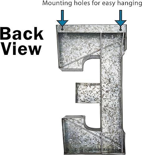 Miniatura 2 de Letras de metal galvanizado de 51 cm para decoración de pared, de gran tamaño y con bordes oxidados