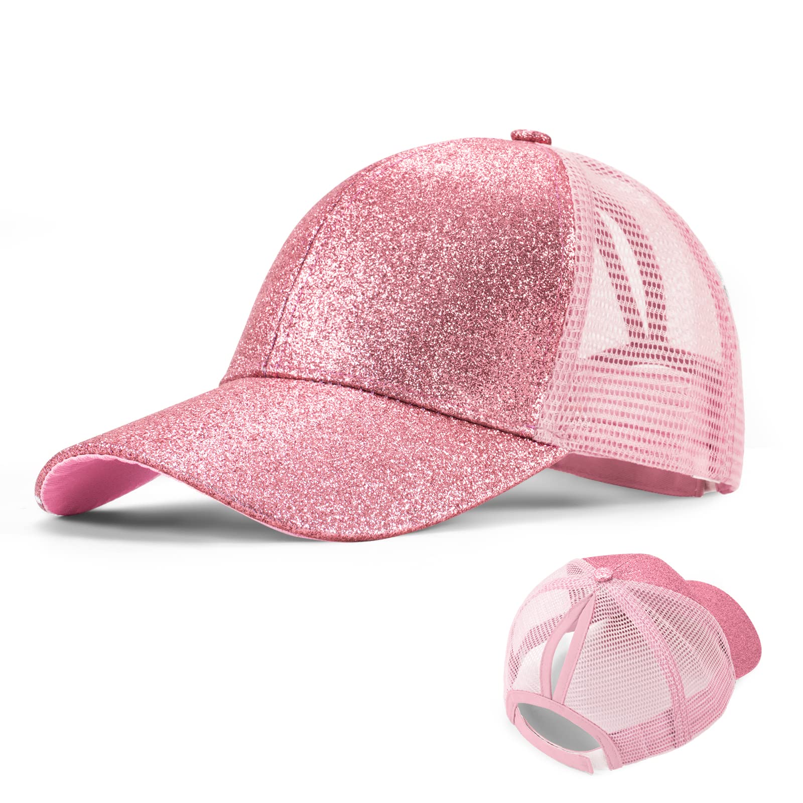 Berkelen Gorra de Béisbol para Niñas Transpirable Ajustable Gorra de Béisbol de Cola de Caballo Sombrero de Sol de Verano para Deporte Vacaciones Playa