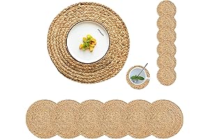 Elegant Round Woven Placemats and Coasters - Natural Charm for Your Home