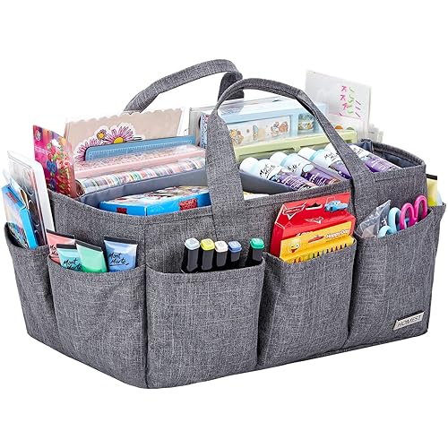 HOMEST Craft Organizer Tote Bag with Multiple Pockets, Storage Art