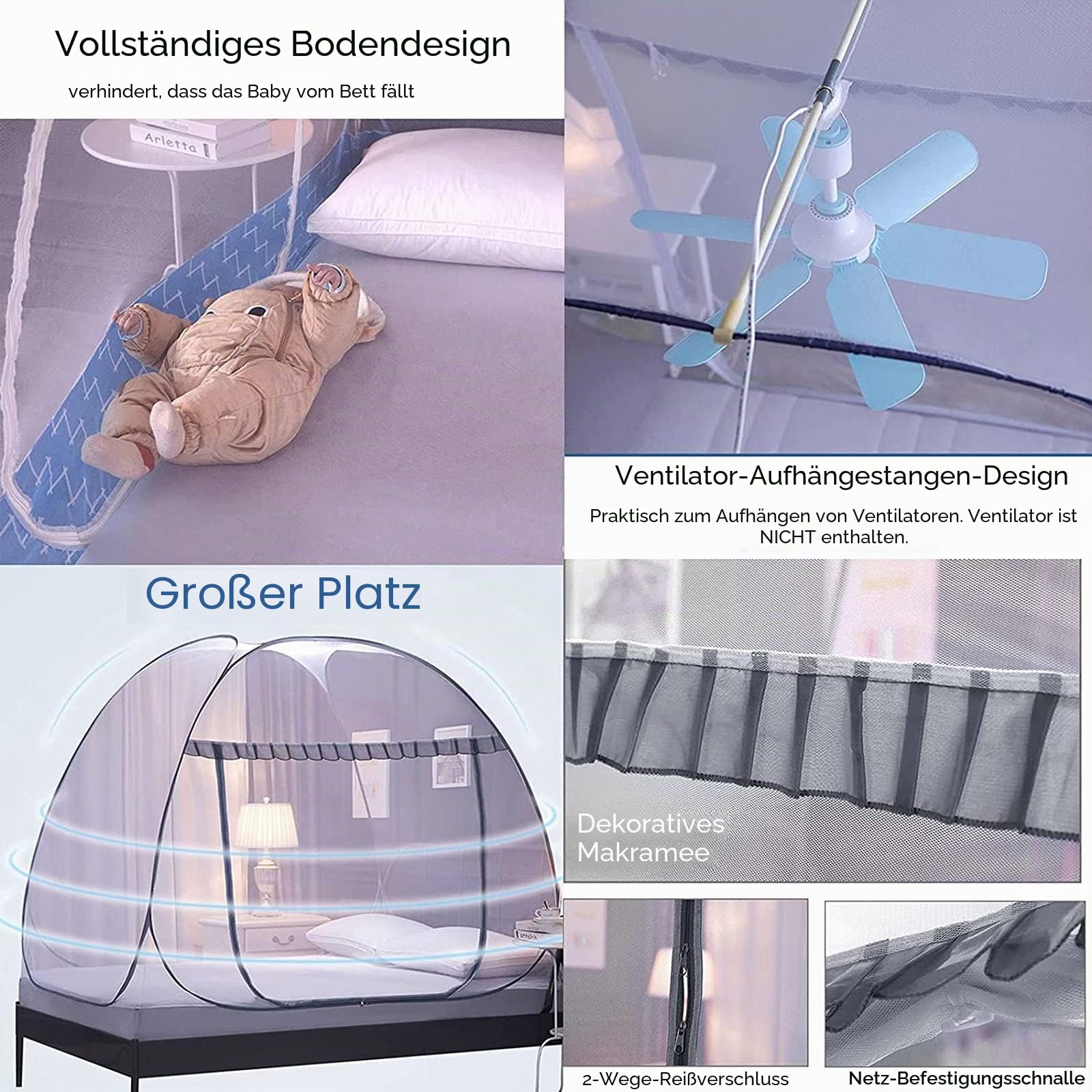 Faltbare, Super Große Moskitonetze,-Moskitonetze Einzelbetten,DASS Insekten Die Luftzirkulation Gewährleisten Geeignetes Reisecamping,E,1 * 2 * 1M