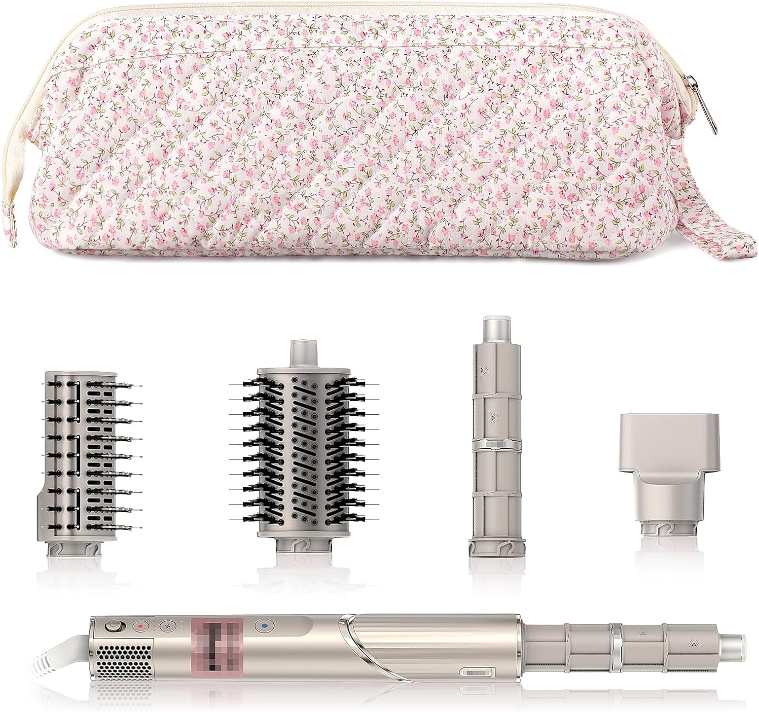 Quilted Hair Tool Travel Bag, Shark Flex Style Travel Case For Dyson Hair Dryer Airwrap Bag, Curling Iron Bags Quilted For Shark Dyson Revlon Organizer Accessories - Pink Floral - Image 2