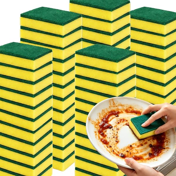 食器用スポンジスクラバー、キッチンスポンジ12個。クリーニング、スポンジスクラブクロス、マルチサーフェスで安全な傷がつかない食器洗いスポンジ。皿、鍋、フライパン、カウンタートップ、バスルームの掃除に最適。 - 1