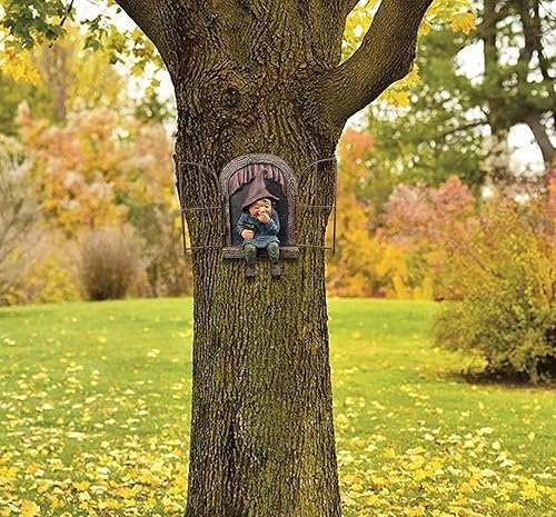 Miniatura 9 de Fantástica estatua de gnomo de jardín de hadas, decoración de caras de árbol al aire libre, 5.9 pulgadas, divertida decoración de árbol de jardín,