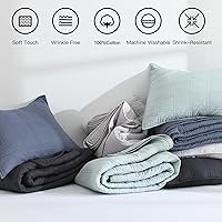 Vista 100 de HORIMOTE HOME Juego de edredón 100% algodón tamaño individual, juego de colcha prelavada de 2 piezas, color azul bebé, funda de cama acogedora