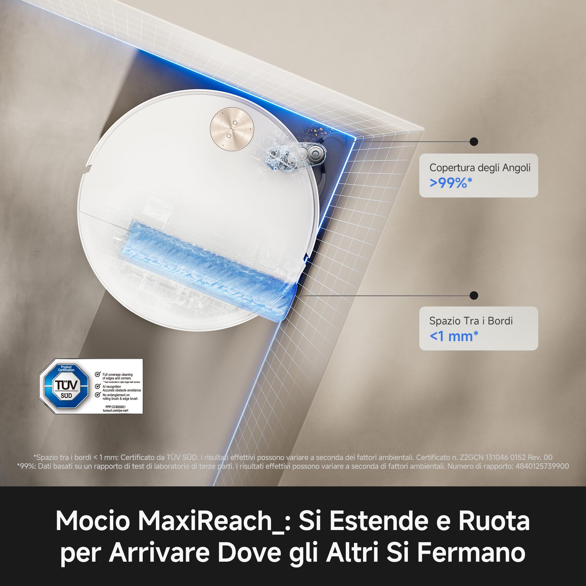 Mova S70 Ultra Roller Robot Aspirapolvere da 32.000 Pa con Lavaggio HydroForce, Navigazione CovertSense, Tecnologia AutoShield, Doppio sistema Anti-Groviglio, Comandi Vocali e Base All-in-One