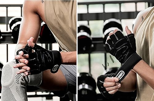 Miniatura 6 de SUJAYU Guantes de entrenamiento guantes de gimnasio para hombres muñequeras guantes de levantamiento de muñeca para entrenamiento guantes de fitness