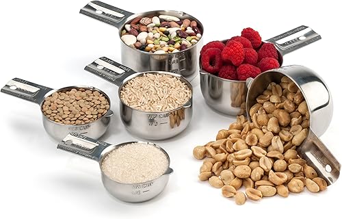 Miniatura 3 de Hudson Essentials Juego de tazas medidoras de acero inoxidable - Juego de 6 piezas apilables con pico