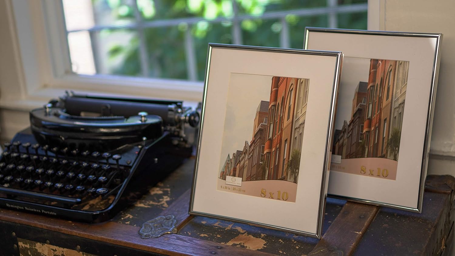 Ethereal Ore Silver Picture Frame 8x10 with 5x7 White Mat (2 Pack), 8x10 Picture Frame Silver Picture Frames Set, Wall Mount or Table Top Silver Frames, Silver Wall Decor (8x10, 5x7, silver)