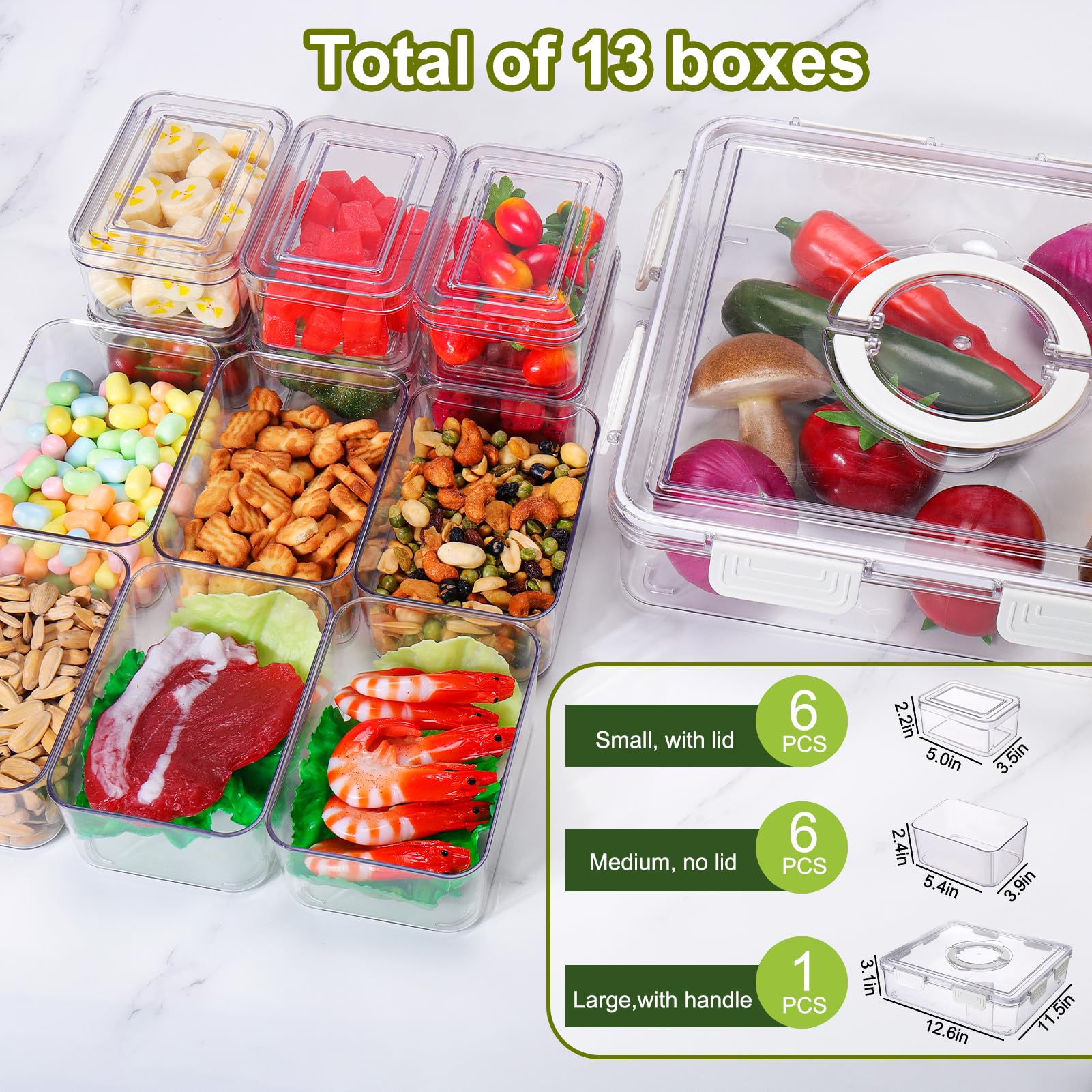 AIERSA Organizadores y almacenamiento de refrigerador, contenedores de almacenamiento de frutas y verduras para nevera, contenedores apilables para organización de alimentos, contenedor grande para