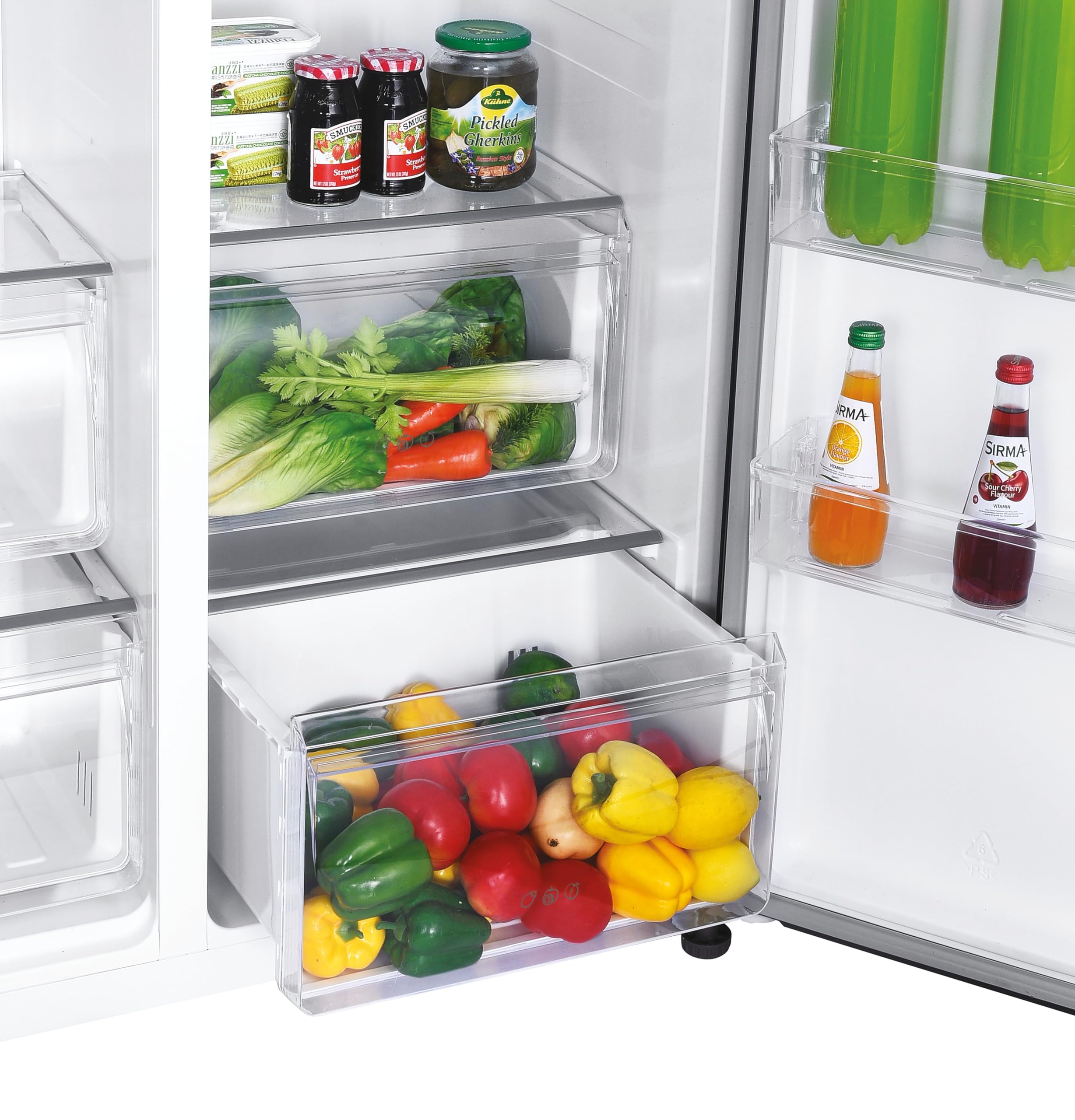 CANDY Frigorifero Side by Side No Frost 521L, Classe E, Display Touch, Super Freezing, Ripiani in Vetro, 177x91x67 cm (AxLxP) Nero - CHSBSO-6174B