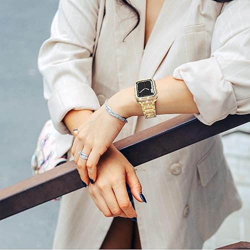 Miniatura 6 de Bling Cases - Fundas compatibles con Apple Watch de 1.61 pulgadas Series 7 y 8, funda protectora de metal inoxidable con diamantes de imitación