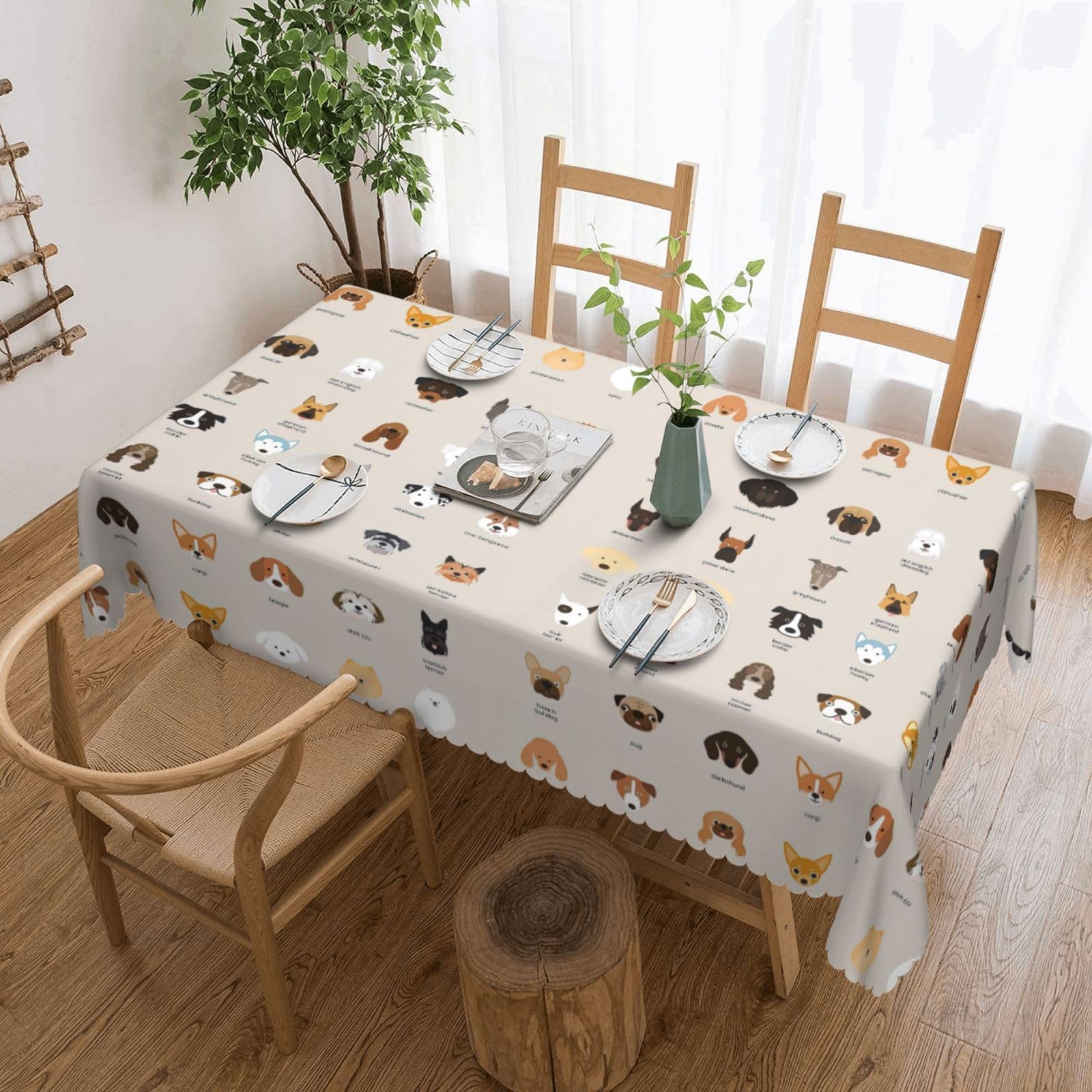 Nappe rectangulaire imprimé race de chien pour habiller vos tables de pique-nique