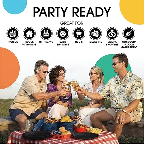 Miniatura 245 de Exquisite Platos de papel azul oscuro desechables de 7 pulgadas, color azul oscuro, platos desechables para fiestas, 100 unidades, platos de papel