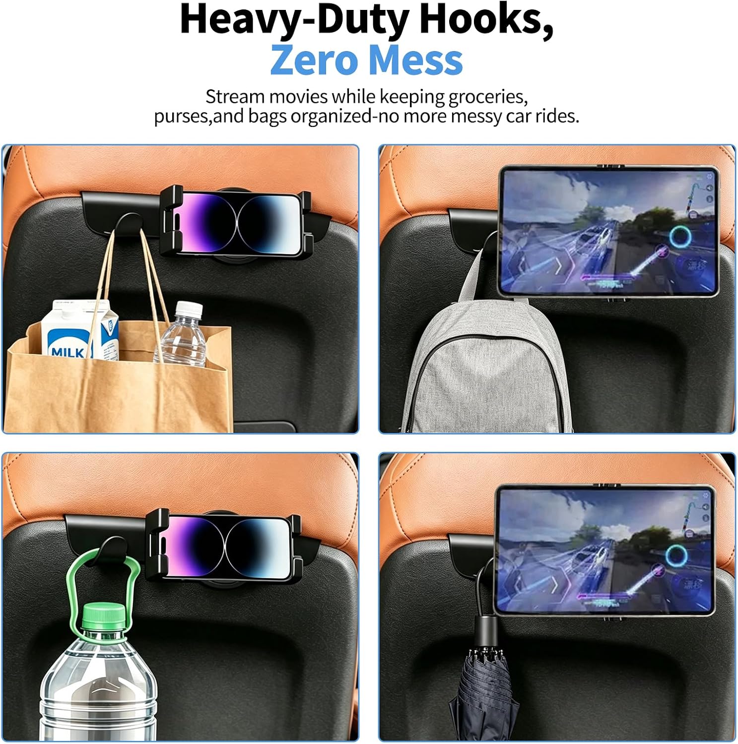 Car Tablet Mount with Hooks for Mercedes-Benz GLC C E-Class