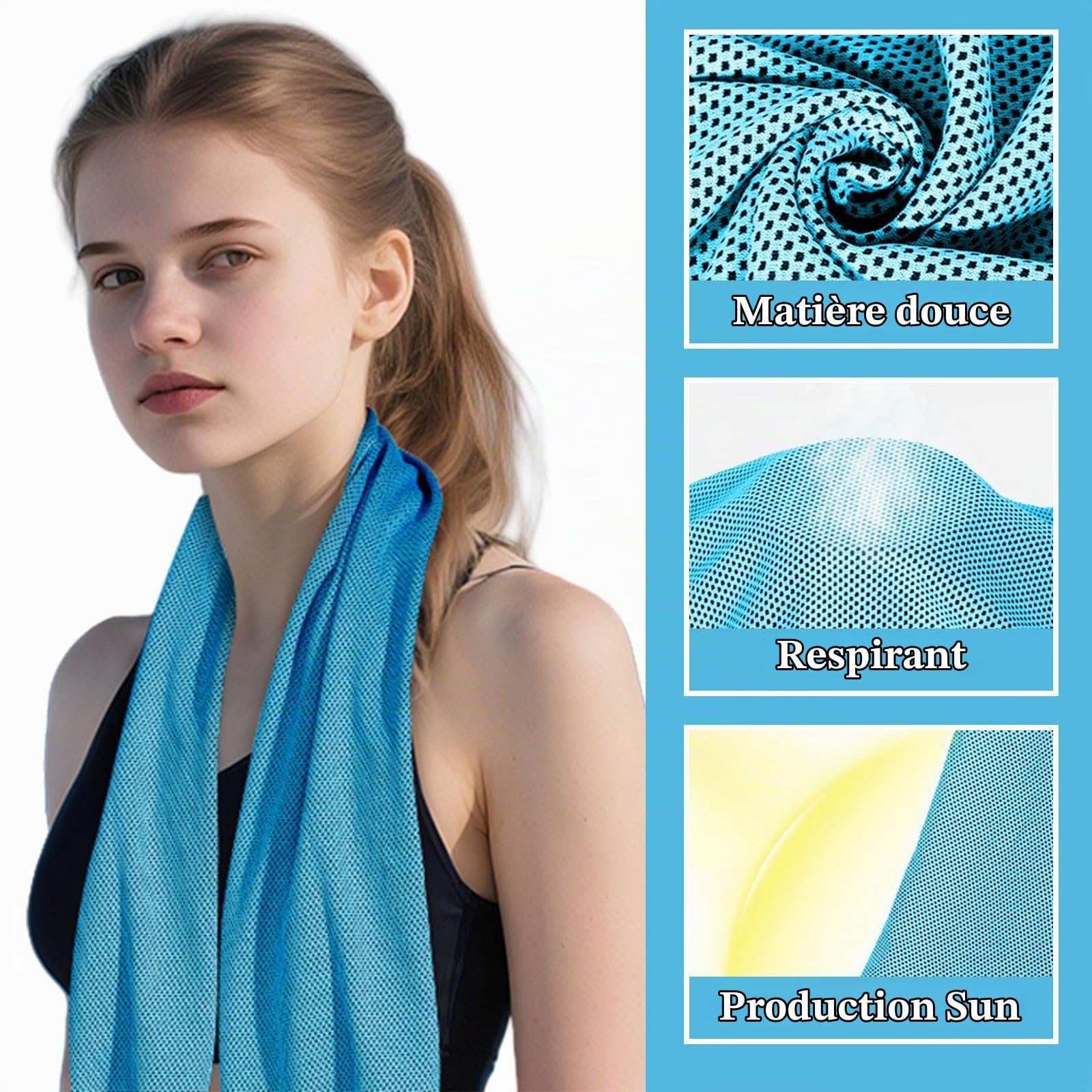 4er-Pack de Serviettes rafraîchissantes pour Cou et Visage, Bandages rafraîchissants pour Cou, Serviettes de Sport rafraîchissantes, Serviettes en Tissu Respirant et Doux pour l'entraînement