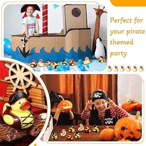 Miniatura 5 de Mini patos piratas de goma de 2 pulgadas, patos de crucero, lindo pato amarillo, decoración de bañera y piscina, regalos de fiesta pirata para