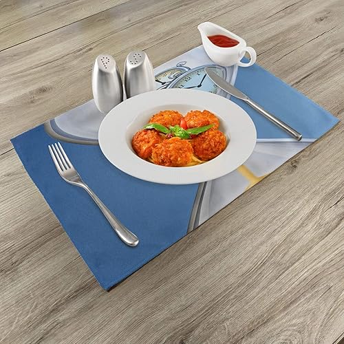 Miniatura 58 de Ambesonne Juego de 4 manteles individuales amarillos y azules, diseño de flores de primavera, flores vibrantes, manteles individuales de tela Azul