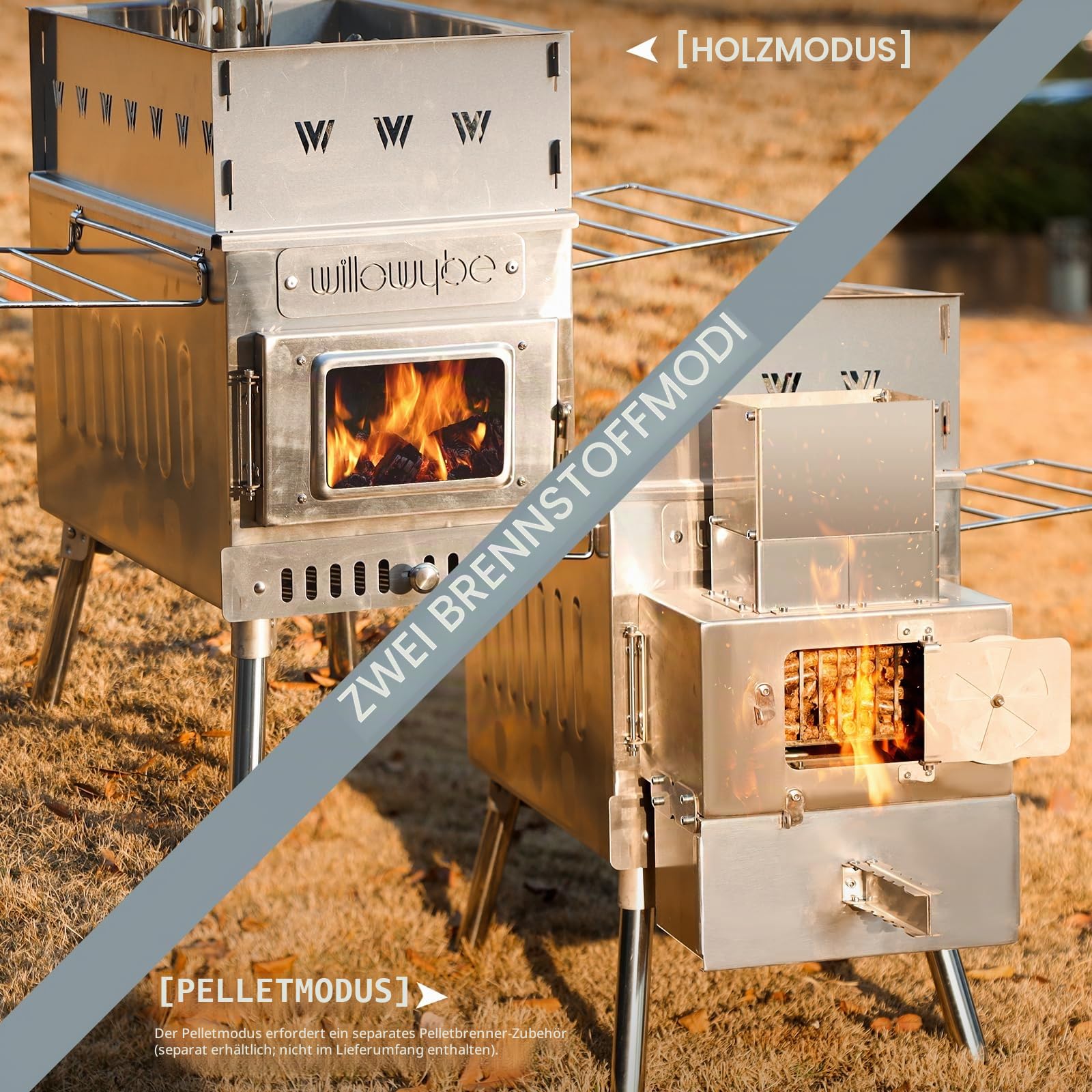 WillowyBe Outdoor Sauna Hot Tent Stove, Raketenofenheizung, tragbarer Camping-Holzofen für trockene Saunen, Kochen für Ehemann und Freunde