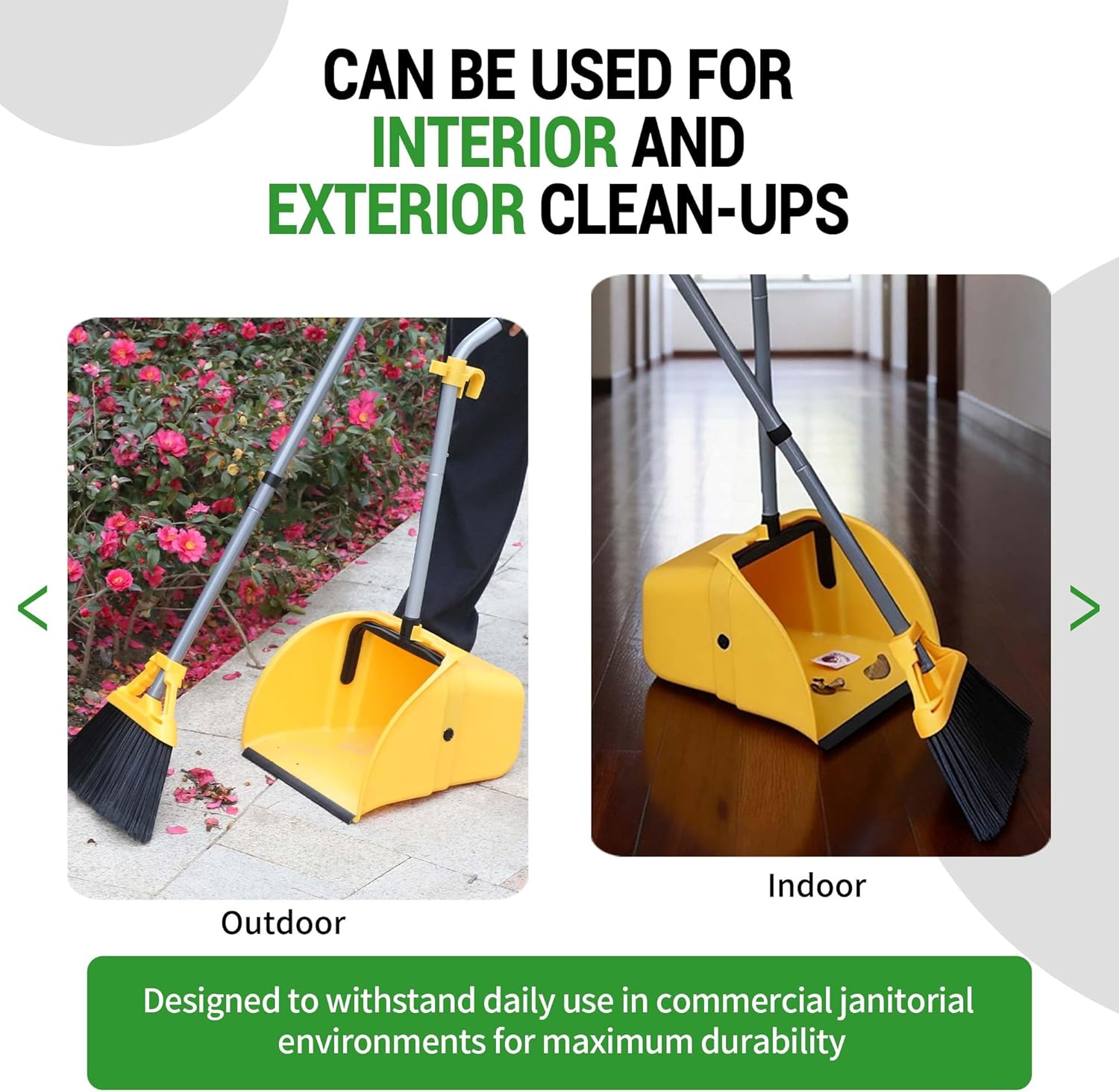 Commercial Broom and Dustpan Set Debris Dustpan with Handle,Jumbo Debris Pan, Trash Collection for Industrial/Professional Cleaning,2Sets, Yellow,Extra Big Size