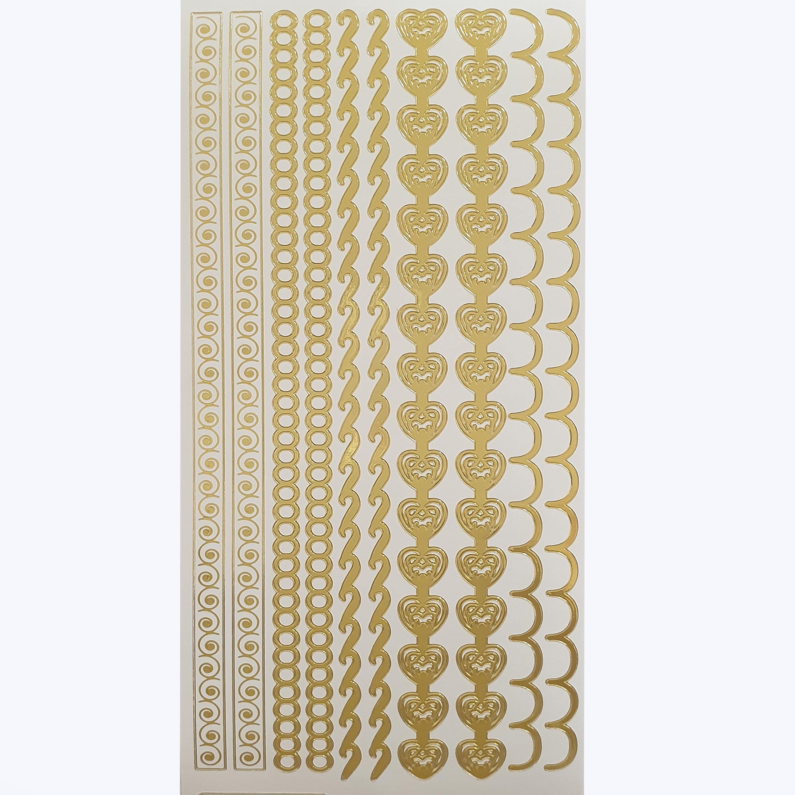 Pebble Eleven Gold Assorted Border Craft Stickers - Self Adhesive Outline Edge Trim For Card Making, 24 X 10 X 1 Cm (Gold)