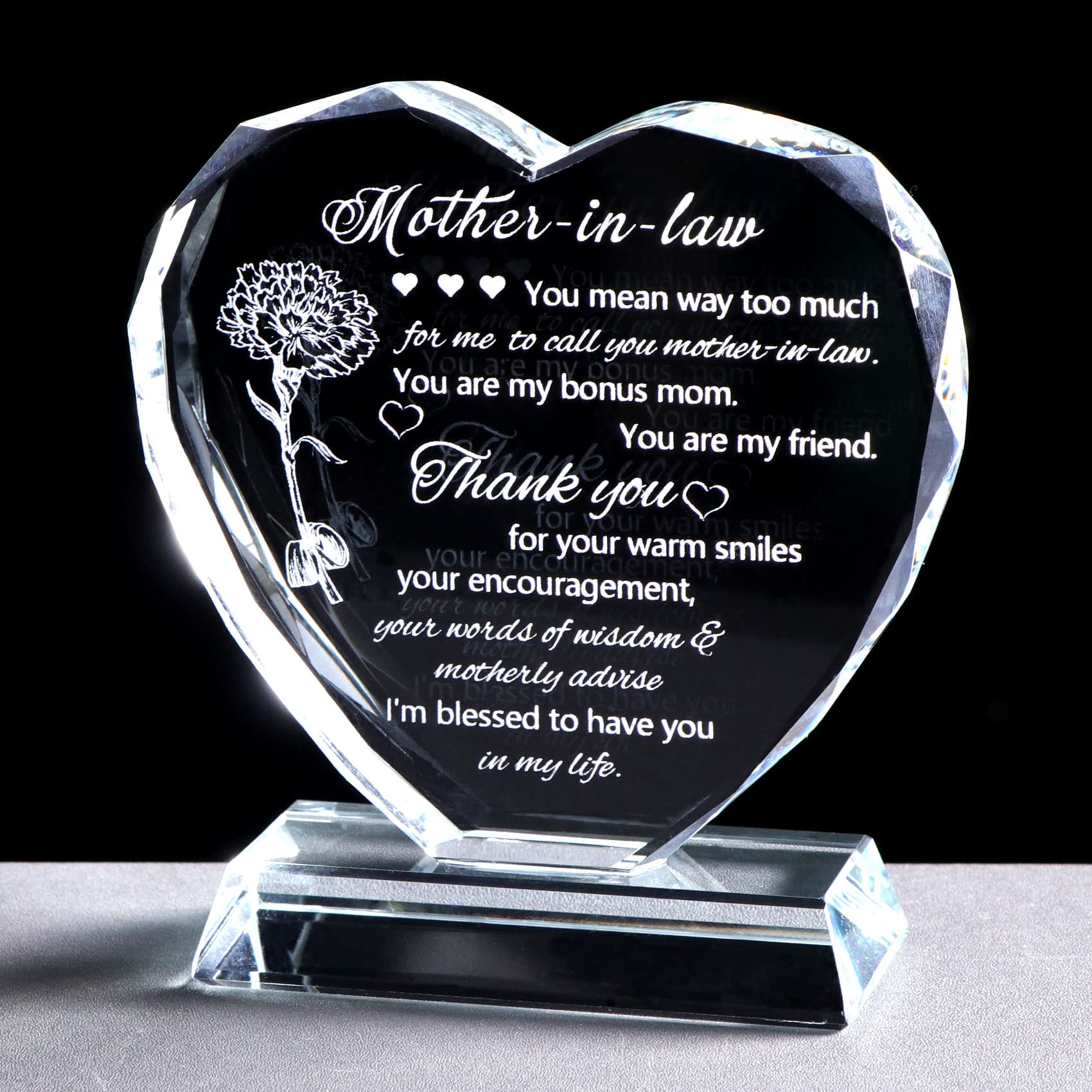 Movdyka Heart-Shaped Keepsake Gifts for Mother in Law - Unique Birthday & Mothers Day