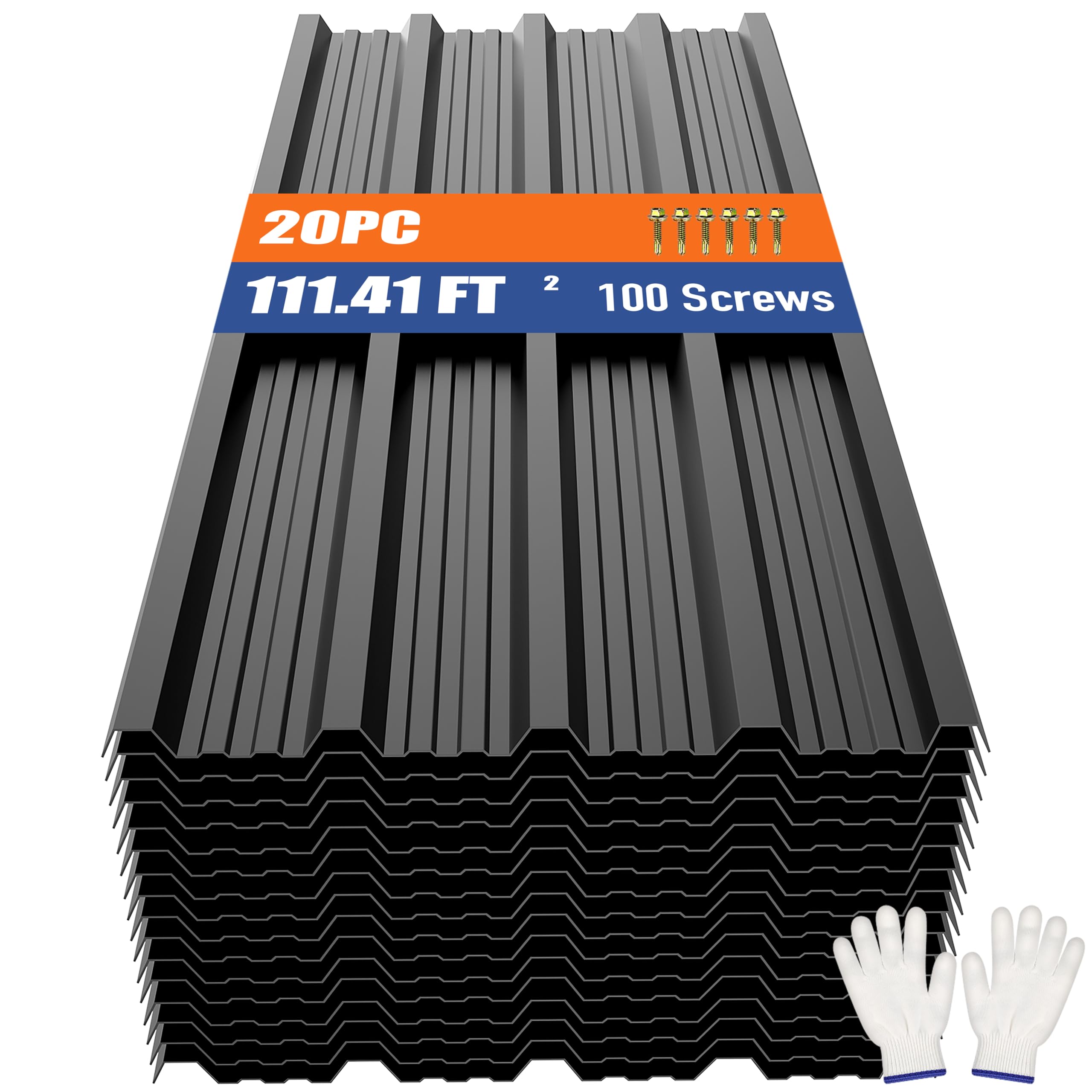 Photo 1 of Brakki Metal Roofing Panels, Black, 45.28"