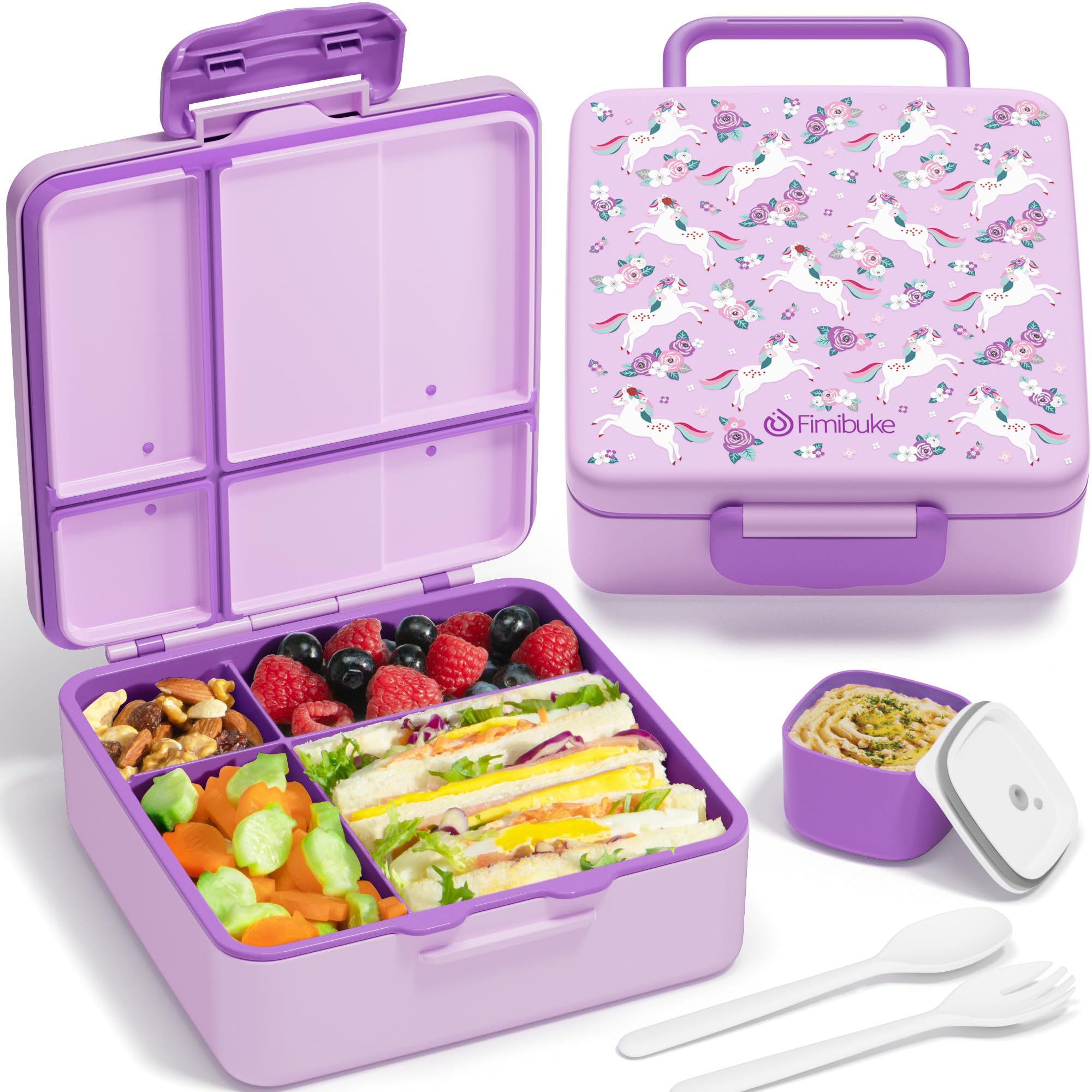 Fimibuke Bento Lunch Box for Kids, Toddler Bento Box with 4 Compartments